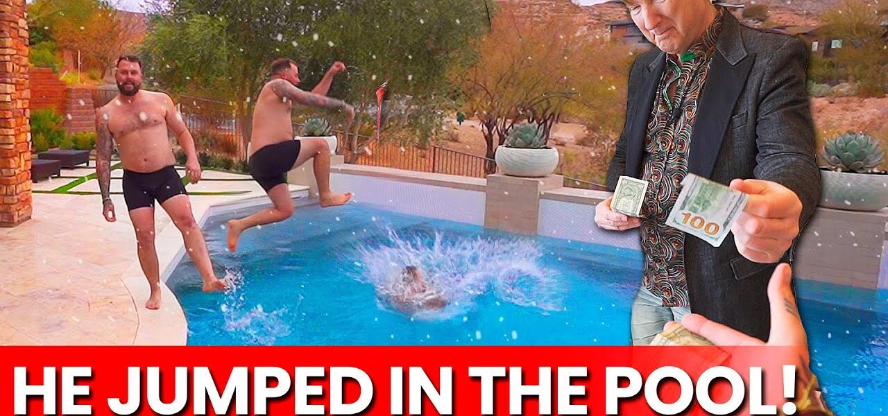 CAMERAMAN JUMPS IN FREEZING POOL TO WIN A BET! (MANSION TOUR)